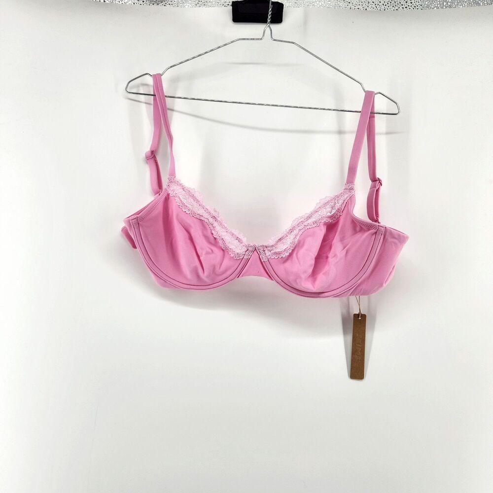Skims 34DD Bubblegum Tonal Fits Everybody Lace Unlined Demi Bra